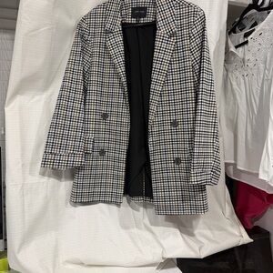 a new day Black & White Gingham Double-Breasted Blazer